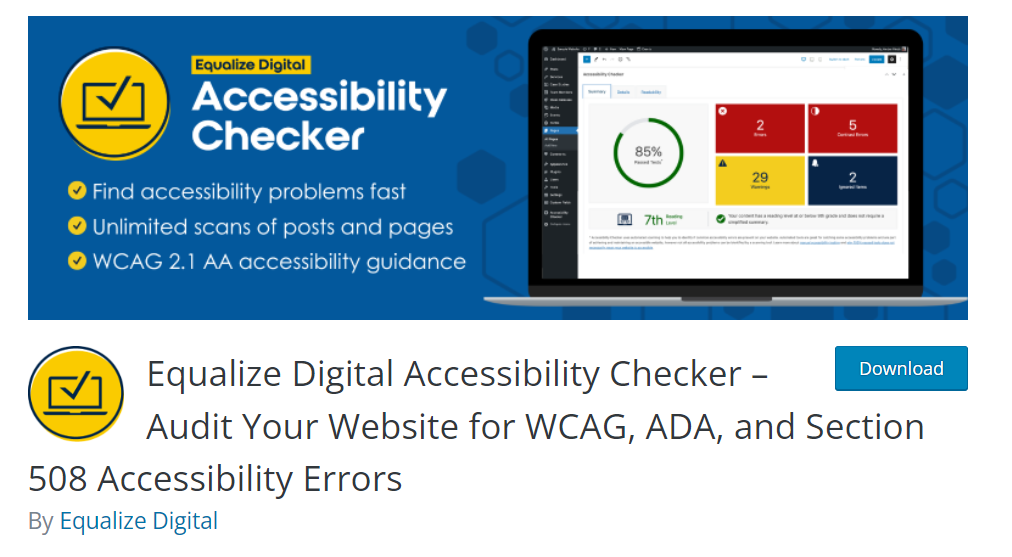 Image of Equalize Digital Accessibility Checker – Audit Your Website for WCAG, ADA, and Section 508 Accessibility Errors